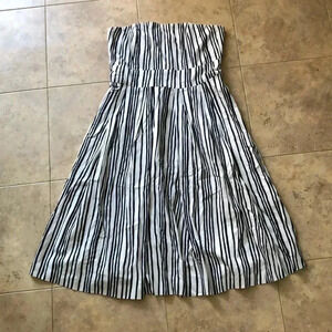 Club Monaco cotton striped strapless dress
